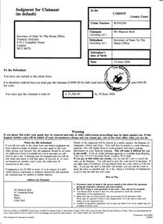 HM Home Secretary sued for False Imprisonment 